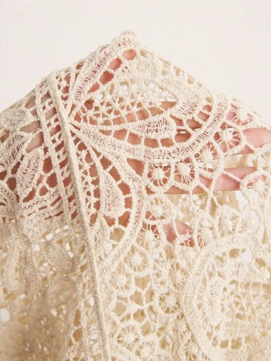 Apricot Elegant Women's Bohemian Crochet Knit Set - Picture 8 of 8